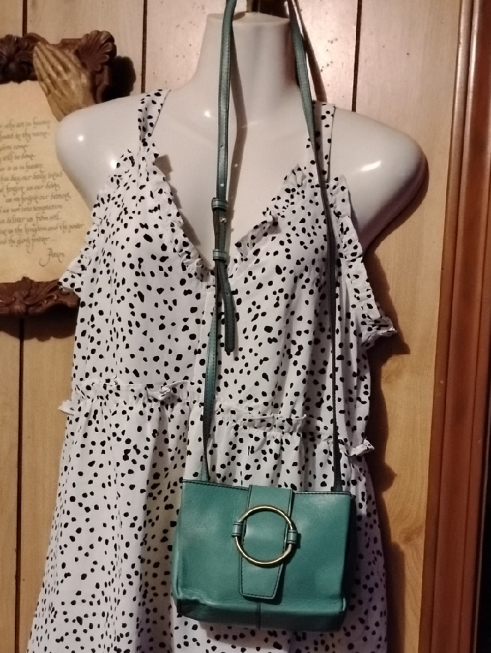 HOBO Teal Crossbody Small Bag with Gold Ring Hardware